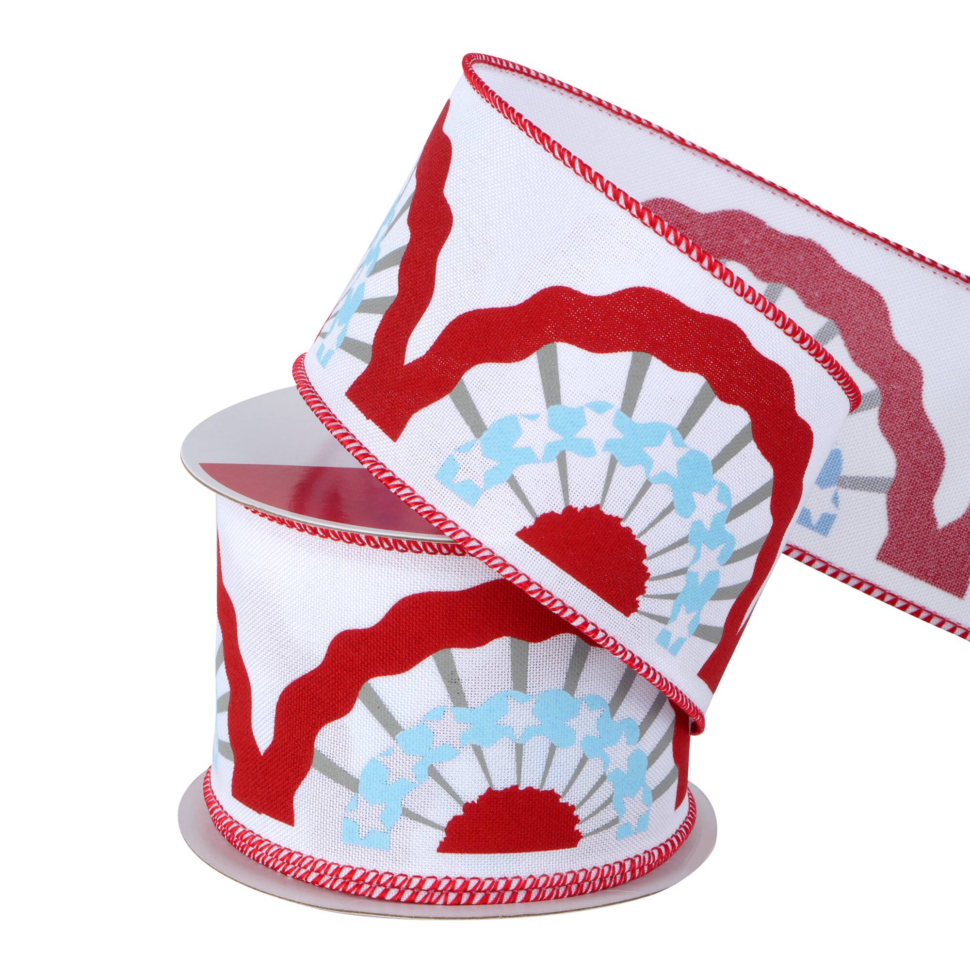 2.5" x 6.6yd. Red, White & Blue Bunting Wired Ribbon by Celebrate It®